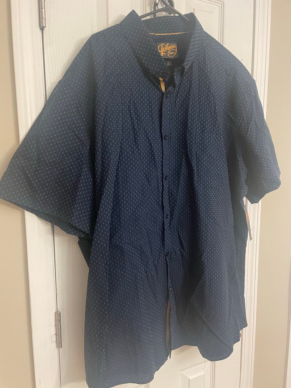 Johnny Bigg Navy Darby Patterned casual button down with short sleeves, A64